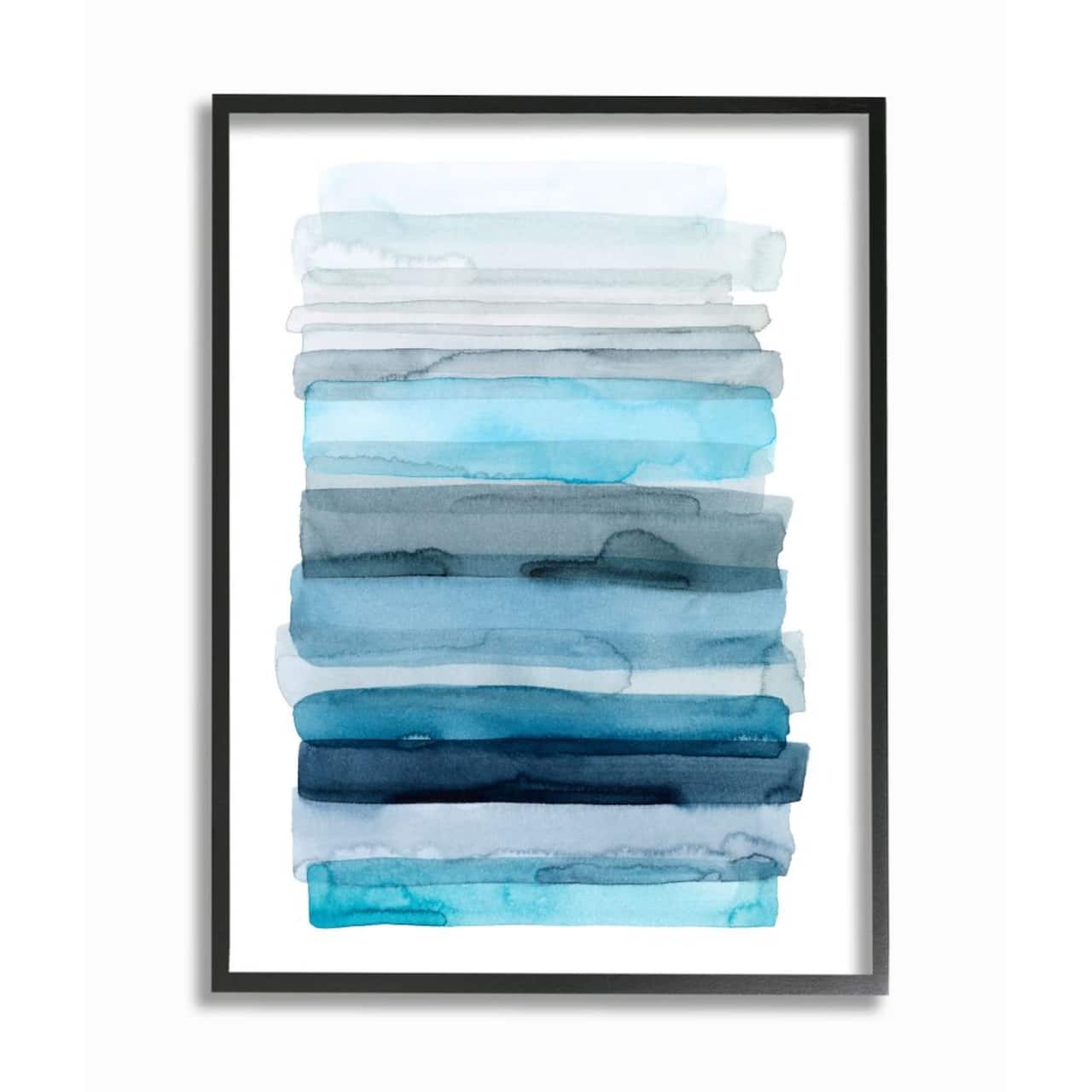 Stupell Industries Blue & Gray Ombre Abstract Lines Wall Art in Black Frame
